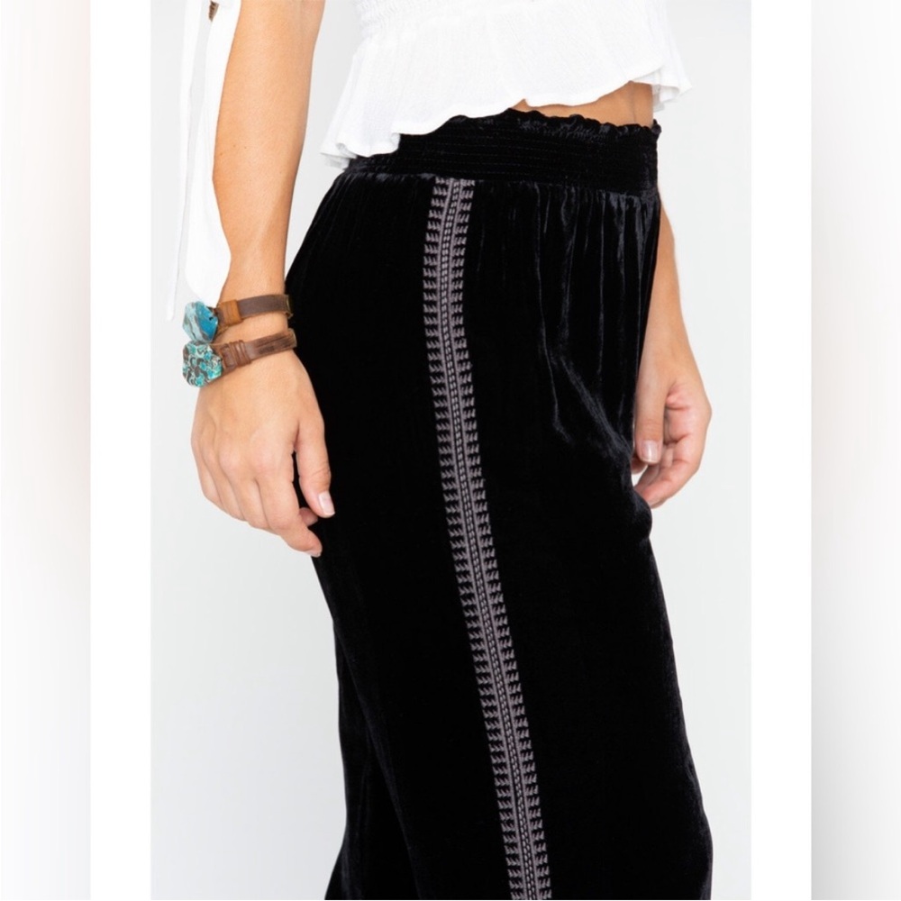 Johnny Was Hirsch‎ Black Velvet Embroidered Pants Black Medium - Picture 5 of 14